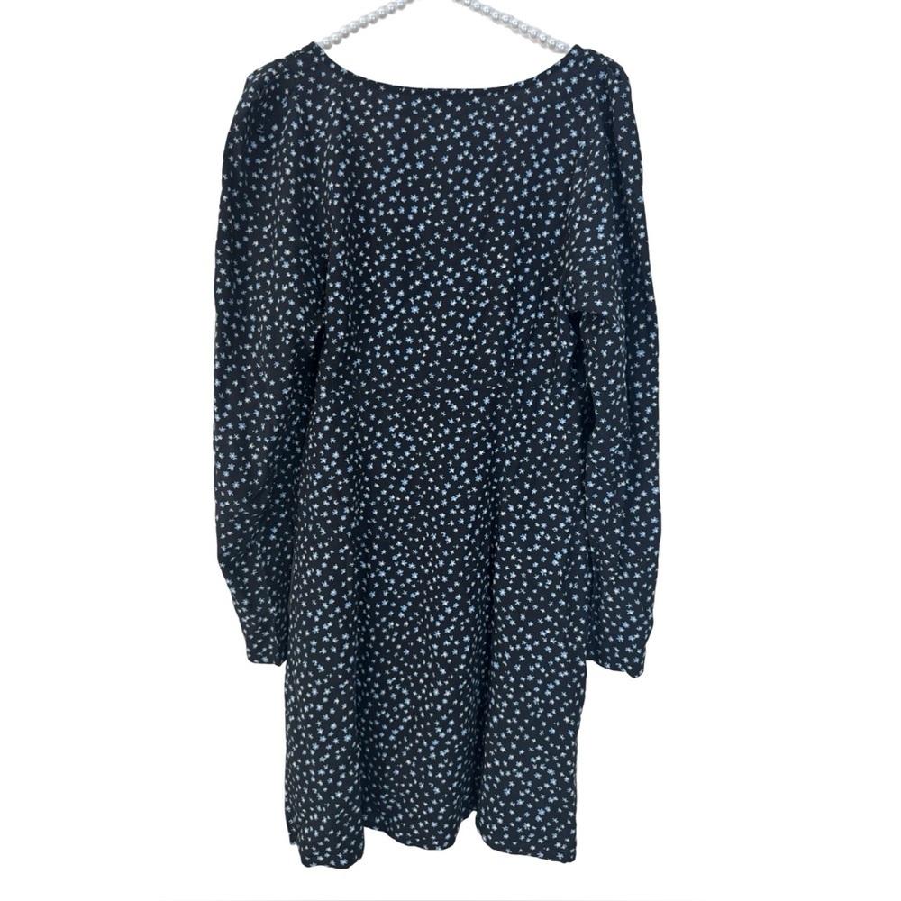 Madewell Seamed Long Sleeve Mini Dress Size 4 In Ditsy Floral Blue NWT - Picture 6 of 15
